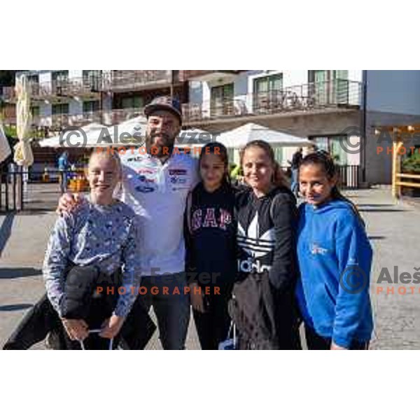 Filip Flisar and his fans during Slovenian Winter National Team presentation in Maribor on October 4, 2018