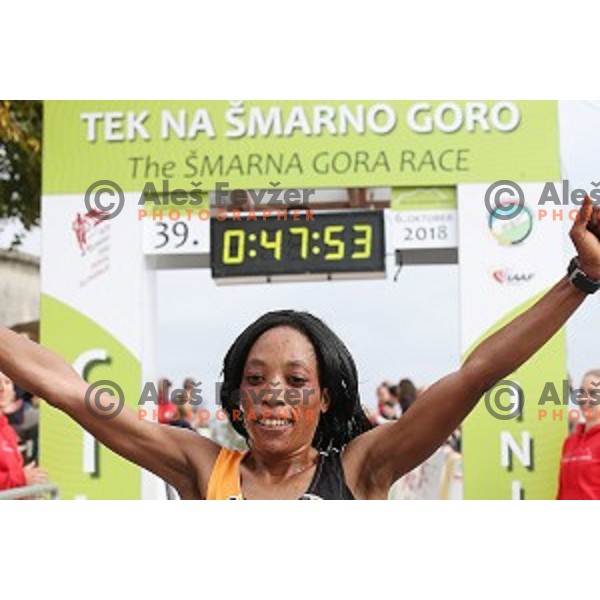 Lucy mMrigi (KEN) during the 39.Smarna gora race, WMRA World Cup Final, Ljubljana, Slovenia on October 6, 2018