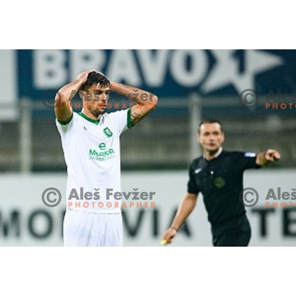 Rok Kronaveter in action during Prva liga Telekom Slovenije football match between Celje and Olimpija in Celje, Slovenia on October 06, 2018
