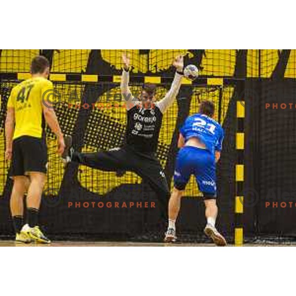 action during EHF league Qualifyer handball match between Gorenje and Gwardia Opole in Red Hall, Velenje on October 7, 2018