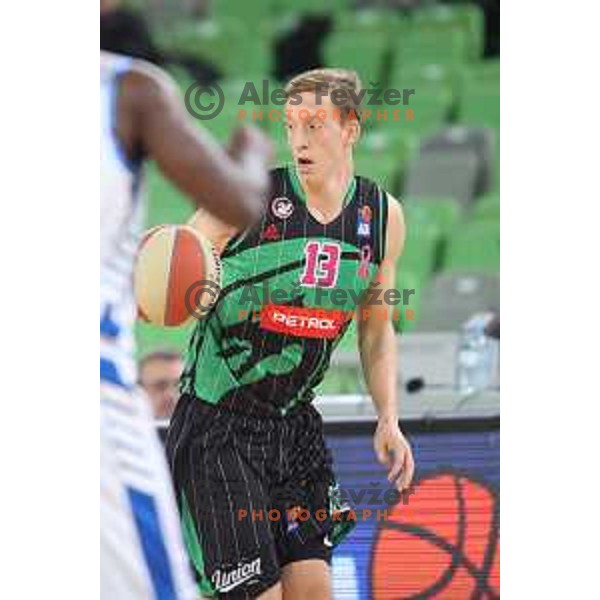 Miha Lapornik of Petrol Olimpija in action during 2018-2019 ABA league basketball match between Petrol Olimpija and Zadar in SRC Stozice on October 14, 2018