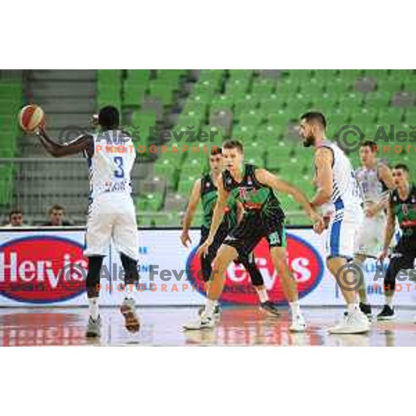 Blaz Mesicek of Petrol Olimpija in action during 2018-2019 ABA league basketball match between Petrol Olimpija and Zadar in SRC Stozice on October 14, 2018