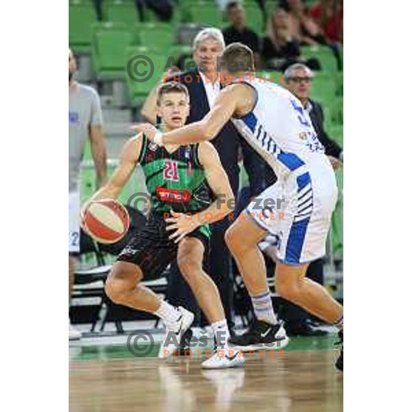 Blaz Mesicek of Petrol Olimpija in action during 2018-2019 ABA league basketball match between Petrol Olimpija and Zadar in SRC Stozice on October 14, 2018