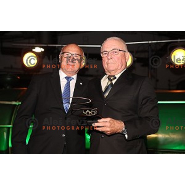 Bogdan Gabrovec and Janez Matoh during event in honour of 27th Anniversary of Slovenian Olympic Committee in Ljubljana, Slovenia on October 16, 2018