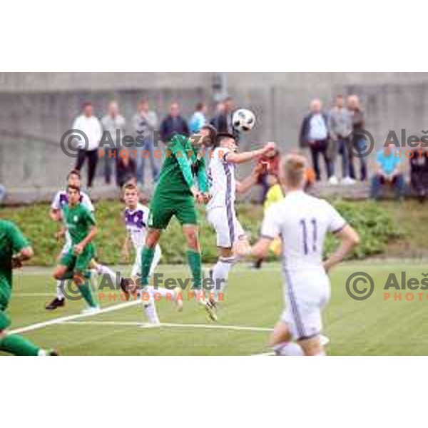action during Slovenian U-17 league football match between Olimpija and Maribor in Ljubljana, Slovenia on October 17, 2018