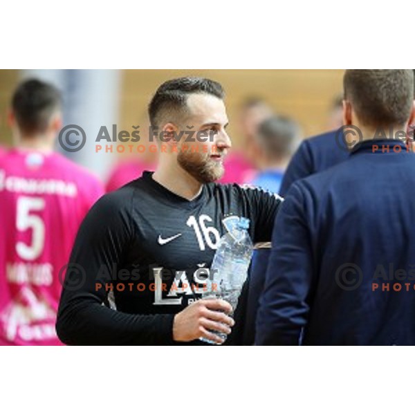 Aljaz Pajntar in action during 1.NLB leasing League handball match between Koper and Celje Pivovarna Lasko in Koper, Slovenia on October 17, 2018