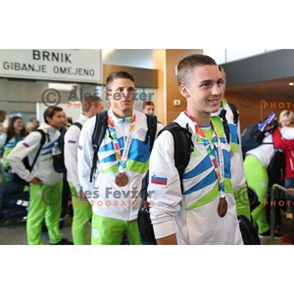 Slovenia Youth Olympic team from Buenos Aires Youth Olympic games at Ljubljana Airport on October 20, 2018