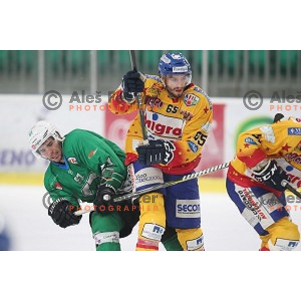 Zan Jezovsek of SZ Olimpija in action during Alps League ice-hockey match between SZ Olimpija and Asiago in Tivoli Hall, Ljubljana, Slovenia on October 20, 2018