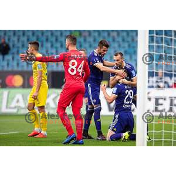Jan Mlakar, Jasmin Mesanovic and other players of Maribor celebrating during soccer match Maribor and Domzale, Round 1 of Slovenian Cup 2018/19 quarterfinal, played in Ljudski vrt, Maribor, Slovenia on October 23, 2018