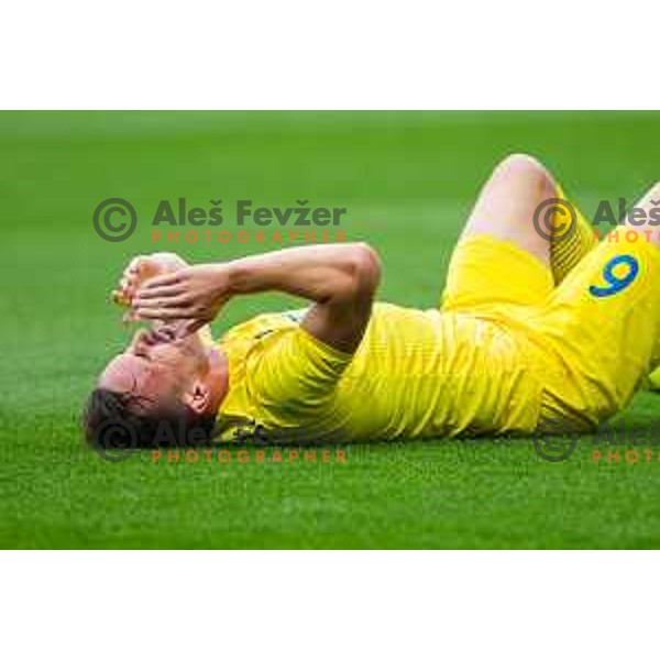 Tilen Klemencic in pain during soccer match between Maribor and Domzale, Round 1 of Slovenian Cup 2018/19 quarterfinal, played in Ljudski vrt, Maribor, Slovenia on October 23, 2018