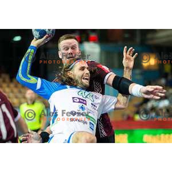 Dean Bombac in action during handball match between Slovenia and Latvia, Round 1 of European Championship 2020 qualifier, played in Lukna, Maribor, Slovenia on October 24, 2018