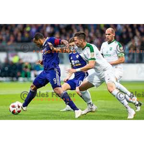 Marcos Tavares in action during soccer match between Maribor and Olimpija, Round 14 of PLTS 2018/19, played in Ljudki vrt, Maribor, Slovenia on October 27, 2018