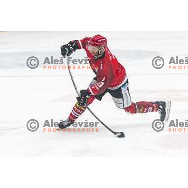Andrej Tavzelj in action during Alps League ice-hockey match between Acroni Jesenice and SZ Olimpija in Podmezakla Hall, Jesenice, Slovenia on October 27, 2018
