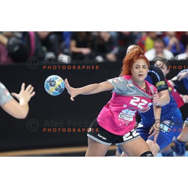 Lamprini Tsakalou in action during Women\'s EHF Champions League match between Krim Mercator (SLO) and Podravka Vegeta (CRO) in Kodeljevo Hall, Ljubljana on November 3, 2018