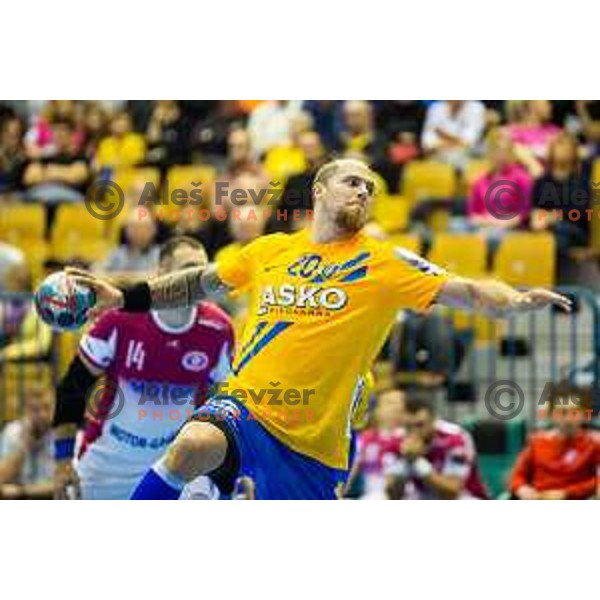 William Accambray in action during handball match between Celje PL and HC Motor Zaporozhye, Velux EHF Champions League 2018/19, played in Zlatorog Arena, Celje, Slovenia on November 4, 2018