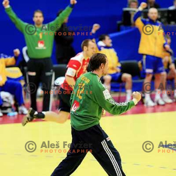 Norway, Lillehammer, 26/01/2008. Dan BEUTLER (12) during the European Handball Championship 5/6 ranking rivalry match Sweden - Norway.