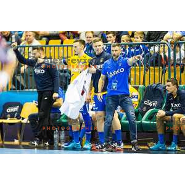 Tomaz Ocvirk in action during handball match between Celje PL and HC Motor Zaporozhye, Velux EHF Champions League 2018/19, played in Zlatorog Arena, Celje, Slovenia on November 4, 2018