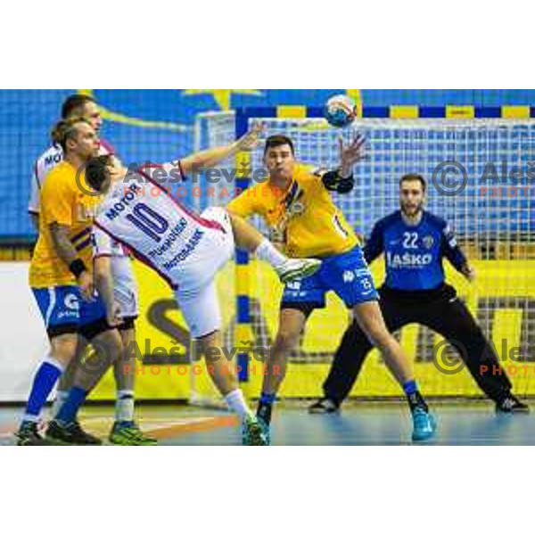 in action during handball match between Celje PL and HC Motor Zaporozhye, Velux EHF Champions League 2018/19, played in Zlatorog Arena, Celje, Slovenia on November 4, 2018