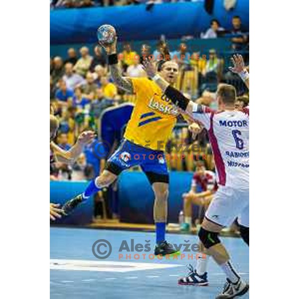 William Accambray in action during handball match between Celje PL and HC Motor Zaporozhye, Velux EHF Champions League 2018/19, played in Zlatorog Arena, Celje, Slovenia on November 4, 2018