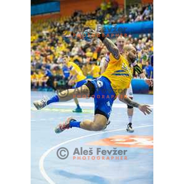in action during handball match between Celje PL and HC Motor Zaporozhye, Velux EHF Champions League 2018/19, played in Zlatorog Arena, Celje, Slovenia on November 4, 2018