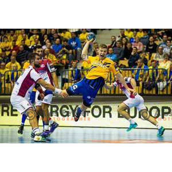 in action during handball match between Celje PL and HC Motor Zaporozhye, Velux EHF Champions League 2018/19, played in Zlatorog Arena, Celje, Slovenia on November 4, 2018