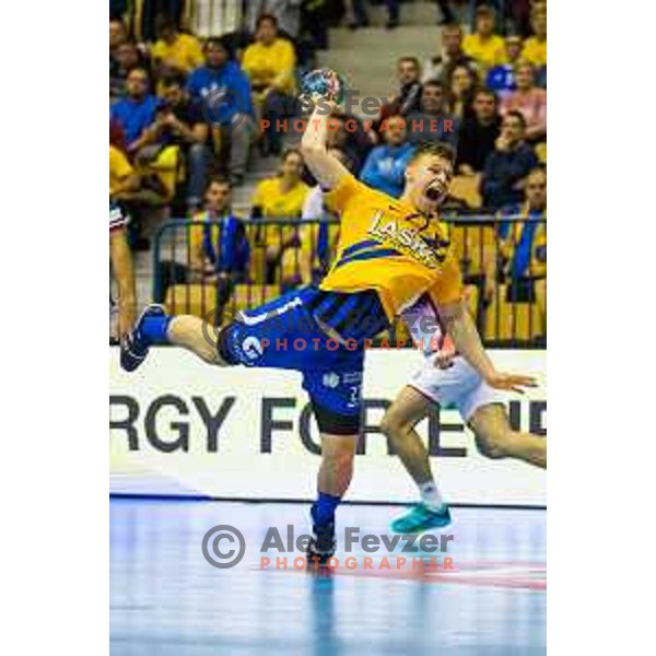in action during handball match between Celje PL and HC Motor Zaporozhye, Velux EHF Champions League 2018/19, played in Zlatorog Arena, Celje, Slovenia on November 4, 2018