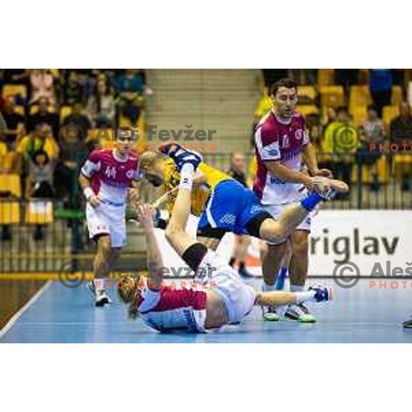 in action during handball match between Celje PL and HC Motor Zaporozhye, Velux EHF Champions League 2018/19, played in Zlatorog Arena, Celje, Slovenia on November 4, 2018