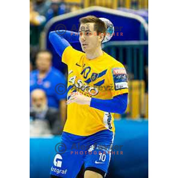 in action during handball match between Celje PL and HC Motor Zaporozhye, Velux EHF Champions League 2018/19, played in Zlatorog Arena, Celje, Slovenia on November 4, 2018