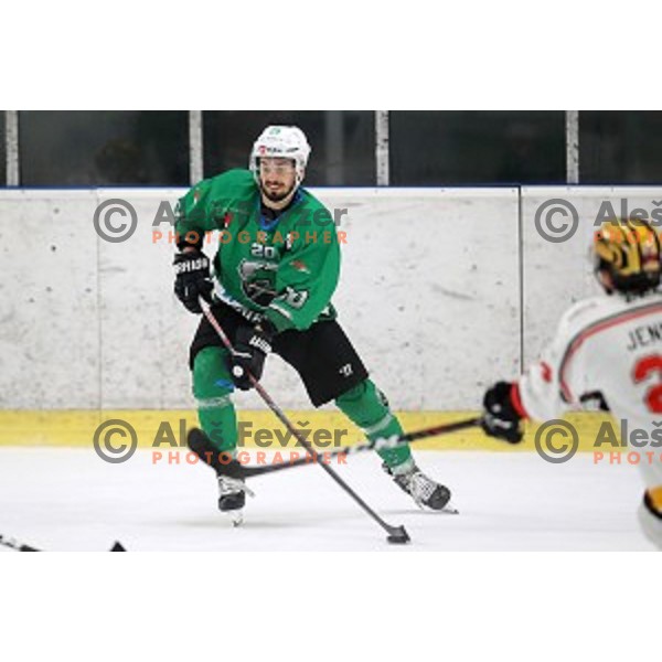 Gregor Koblar of SZ Olimpija in action during Alps League ice-hockey match between SZ Olimpija and Feldkirch in Tivoli Hall, Ljubljana, Slovenia on November 3 ,2018