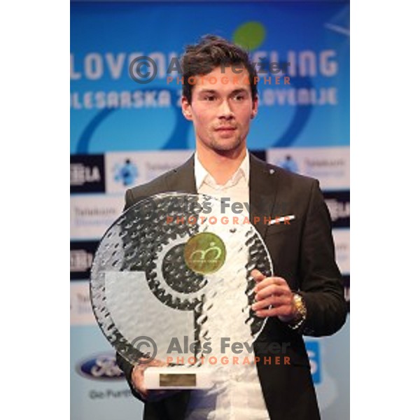 Primoz Roglic at Evening of Cycling Stars with award for best Slovenian cyclist in 2018 season at Ljubljana Castle, Slovenia on November 6, 2018