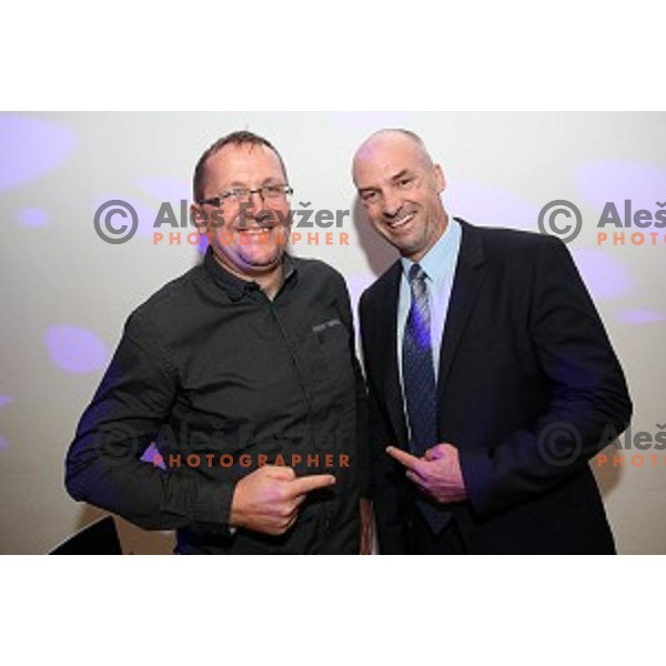 Martin Hvastja and Blaz Perko at Evening of Cycling Stars with award for best Slovenian cyclist in 2018 season at Ljubljana Castle, Slovenia on November 6, 2018