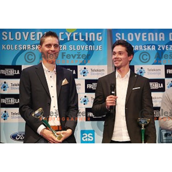 Matej Mohoric and Primoz Roglic at Evening of Cycling Stars with awards for best Slovenian cyclists in 2018 season at Ljubljana Castle, Slovenia on November 6, 2018