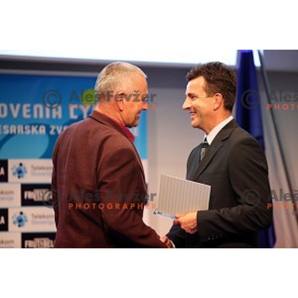 Ales Kalan at Evening of Cycling Stars with award for best Slovenian cyclist in 2018 season at Ljubljana Castle, Slovenia on November 6, 2018