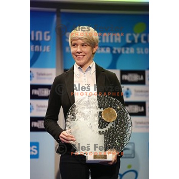 Monika Hrastnik at Evening of Cycling Stars with award for best Slovenian cyclist in 2018 season at Ljubljana Castle, Slovenia on November 6, 2018