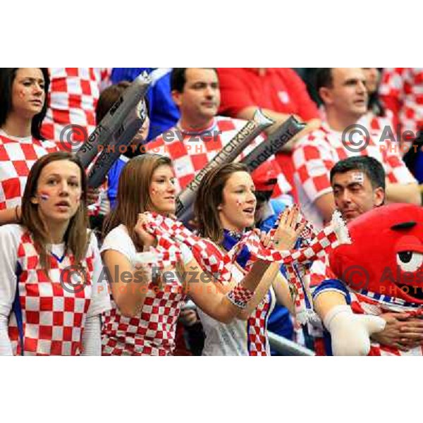 Norway, Lillehammer, 26/01/2008. Croatian team supporters during the European Handball Championship semifinal match Croatia - France.
