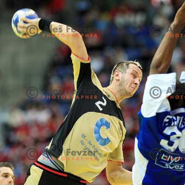 Norway, Lillehammer, 27/01/2008. Pascal HENS (2) during the European Handball Championship 3/4 place ranking match Germany - France.