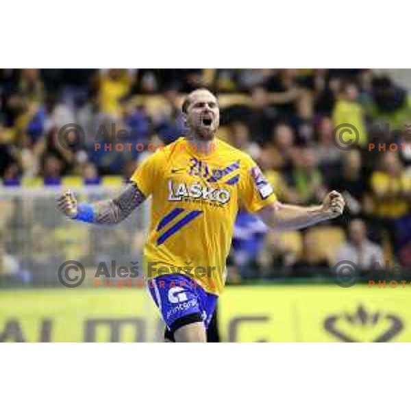 William Accambray in action during handball match between Celje Pivovarna Lasko (SLO) and Zagreb (CRO) in Velux EHF Champions League 2018/19, played in Zlatorog Arena, Celje, Slovenia on November 18, 2018