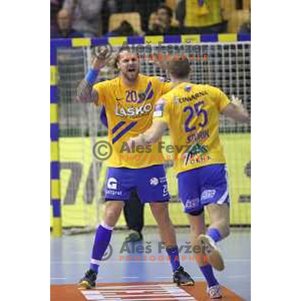 William Accambray in action during handball match between Celje Pivovarna Lasko (SLO) and Zagreb (CRO) in Velux EHF Champions League 2018/19, played in Zlatorog Arena, Celje, Slovenia on November 18, 2018