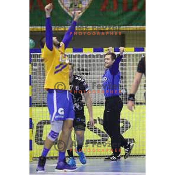 Klemen Ferlin in action during handball match between Celje Pivovarna Lasko (SLO) and Zagreb (CRO) in Velux EHF Champions League 2018/19, played in Zlatorog Arena, Celje, Slovenia on November 18, 2018