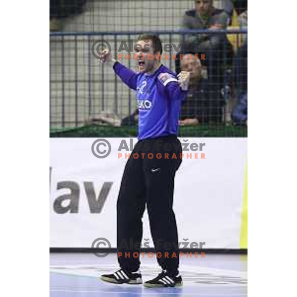 Klemen Ferlin in action during handball match between Celje Pivovarna Lasko (SLO) and Zagreb (CRO) in Velux EHF Champions League 2018/19, played in Zlatorog Arena, Celje, Slovenia on November 18, 2018