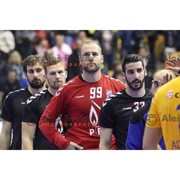 Urh Kastelic in action during handball match between Celje Pivovarna Lasko (SLO) and Zagreb (CRO) in Velux EHF Champions League 2018/19, played in Zlatorog Arena, Celje, Slovenia on November 18, 2018