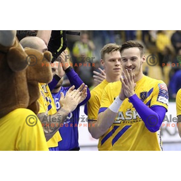 Jaka Malus in action during handball match between Celje Pivovarna Lasko (SLO) and Zagreb (CRO) in Velux EHF Champions League 2018/19, played in Zlatorog Arena, Celje, Slovenia on November 18, 2018