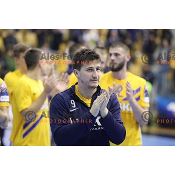 David Razgor in action during handball match between Celje Pivovarna Lasko (SLO) and Zagreb (CRO) in Velux EHF Champions League 2018/19, played in Zlatorog Arena, Celje, Slovenia on November 18, 2018