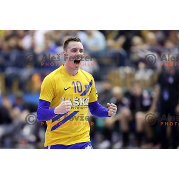 Rok Ovnicek in action during handball match between Celje Pivovarna Lasko (SLO) and Zagreb (CRO) in Velux EHF Champions League 2018/19, played in Zlatorog Arena, Celje, Slovenia on November 18, 2018