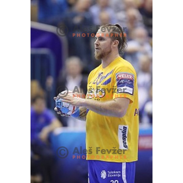 William Accambray in action during handball match between Celje Pivovarna Lasko (SLO) and Zagreb (CRO) in Velux EHF Champions League 2018/19, played in Zlatorog Arena, Celje, Slovenia on November 18, 2018