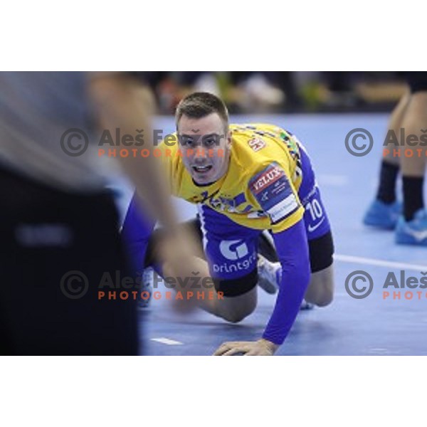 Rok Ovnicek in action during handball match between Celje Pivovarna Lasko (SLO) and Zagreb (CRO) in Velux EHF Champions League 2018/19, played in Zlatorog Arena, Celje, Slovenia on November 18, 2018