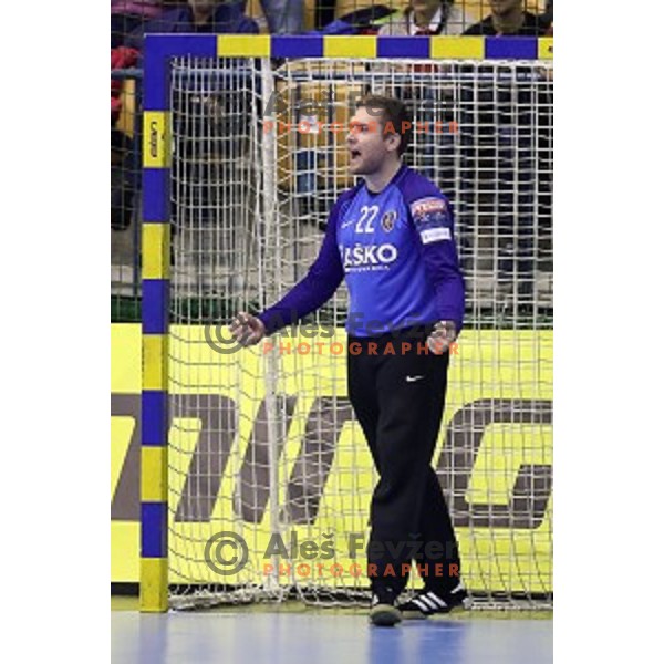 Klemen Ferlin in action during handball match between Celje Pivovarna Lasko (SLO) and Zagreb (CRO) in Velux EHF Champions League 2018/19, played in Zlatorog Arena, Celje, Slovenia on November 18, 2018