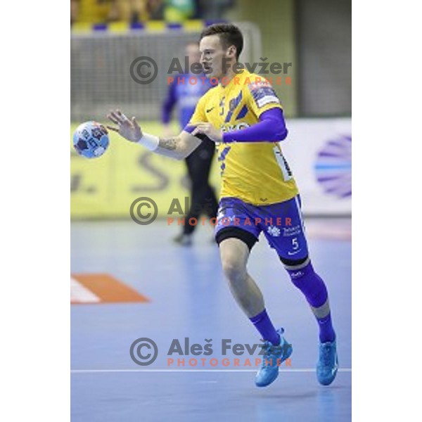 Jaka Malus in action during handball match between Celje Pivovarna Lasko (SLO) and Zagreb (CRO) in Velux EHF Champions League 2018/19, played in Zlatorog Arena, Celje, Slovenia on November 18, 2018