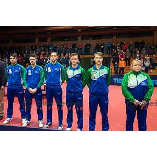of Slovenia in action during table tennis European Championship 2019 qualifier match between Slovenia and Romania, played in Sports venue Osnovna sola 3, Murska Sobota, Slovenia on November 20, 2018