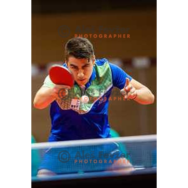 Darko Jorgic of Slovenia in action during table tennis European Championship 2019 qualifier match between Slovenia and Romania, played in Sports venue Osnovna sola 3, Murska Sobota, Slovenia on November 20, 2018